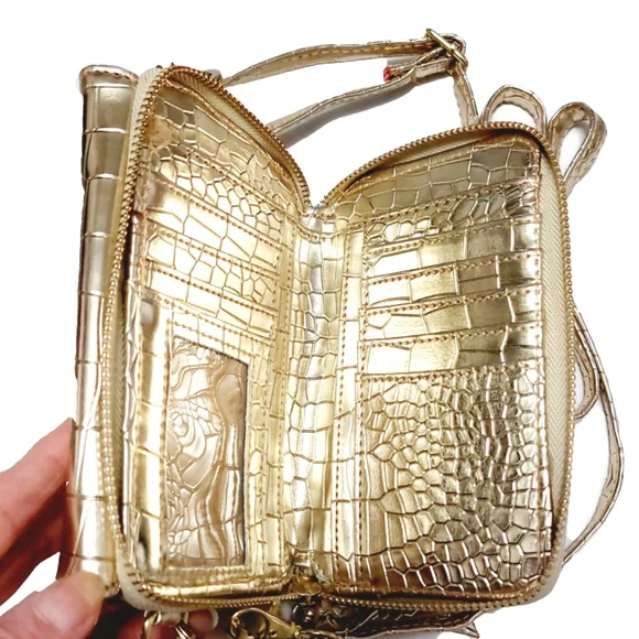 Simply Southern Womens Gold Alligator Embossed Small Crossbody Bag NEW! - Picture 3 of 10